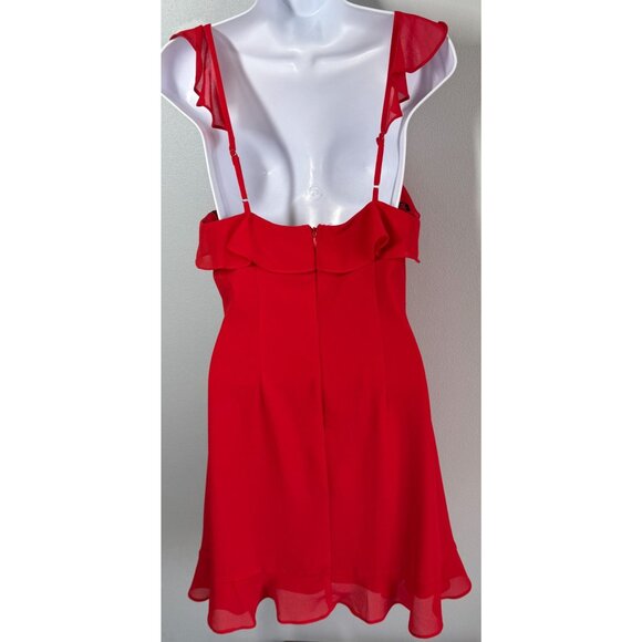 Lulus Womens Red Flutter A-Line Mini Dress Size Medium Romantic Feminine Flirty - Picture 3 of 14